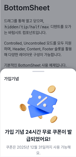 BottomSheet 컴포넌트의 상태별 UI